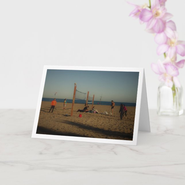 Vollyball at Playa de la Malvarrosa de Valencia Card (Orchid)