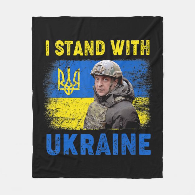 Volodymyr Zelensky I Stand With Ukraine Ukrainian  Fleece Blanket (Front)