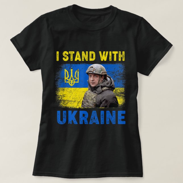 Volodymyr Zelensky I Stand With Ukraine Ukrainian  T-Shirt (Design Front)