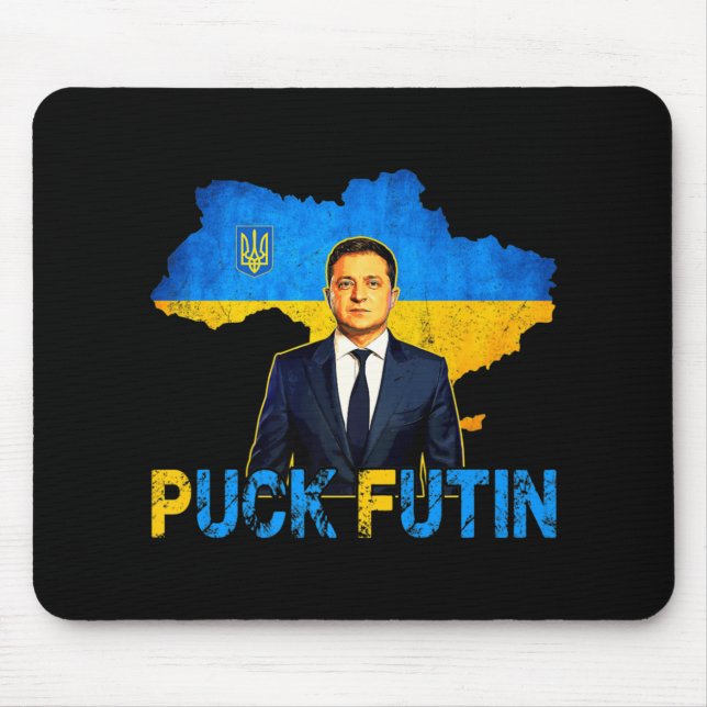 Volodymyr Zelensky Puck Futin Meme I Stand With Uk Mouse Mat (Front)