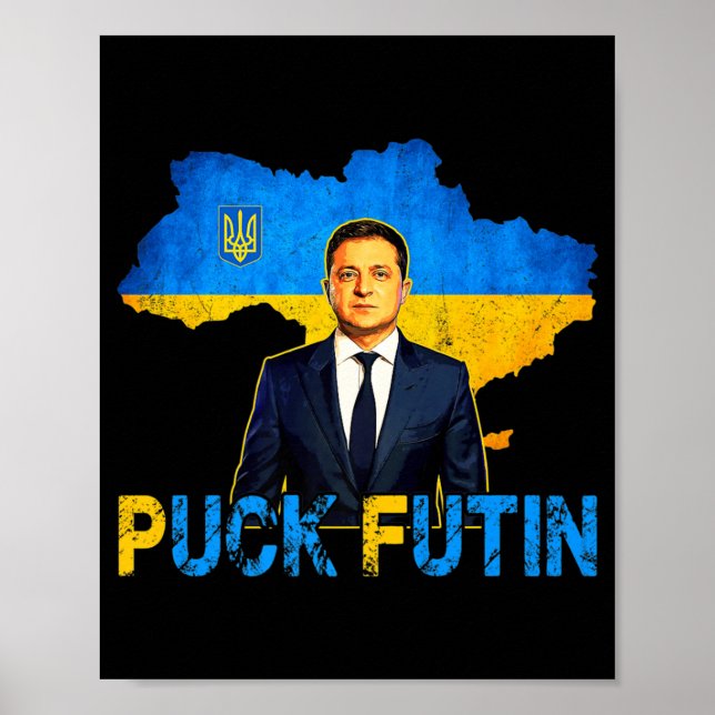 Volodymyr Zelensky Puck Futin Meme I Stand With Uk Poster (Front)