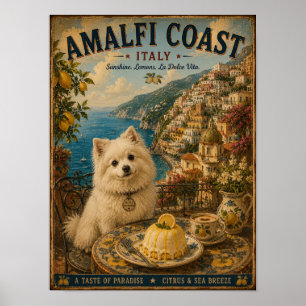 Volpino Italiano on the Amalfi Coast Vintage Trave Poster