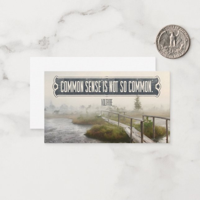 Voltaire Inspirational Quote "Common sense" Card (Front/Back In Situ)