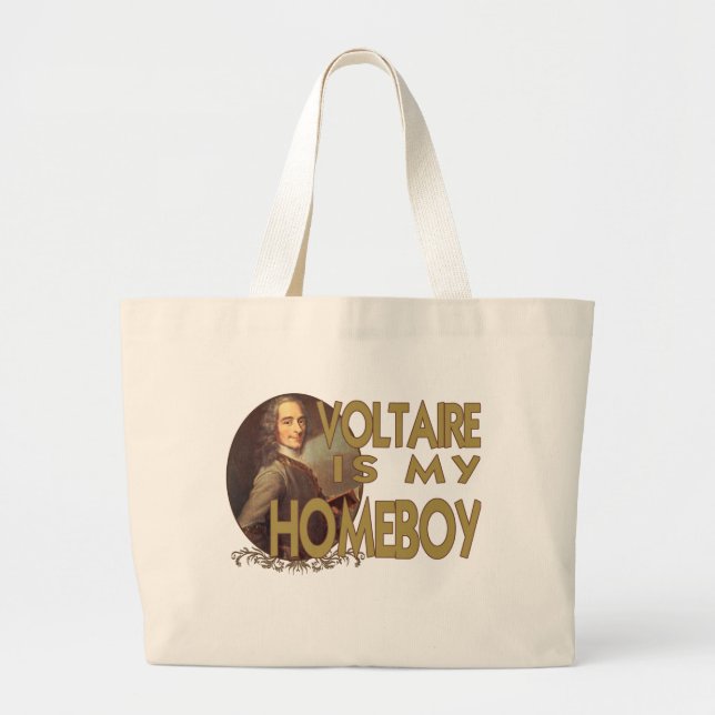 Voltaire Is My Homeboy Large Tote Bag (Front)