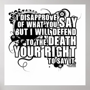 Voltaire Quote (B&W) Poster