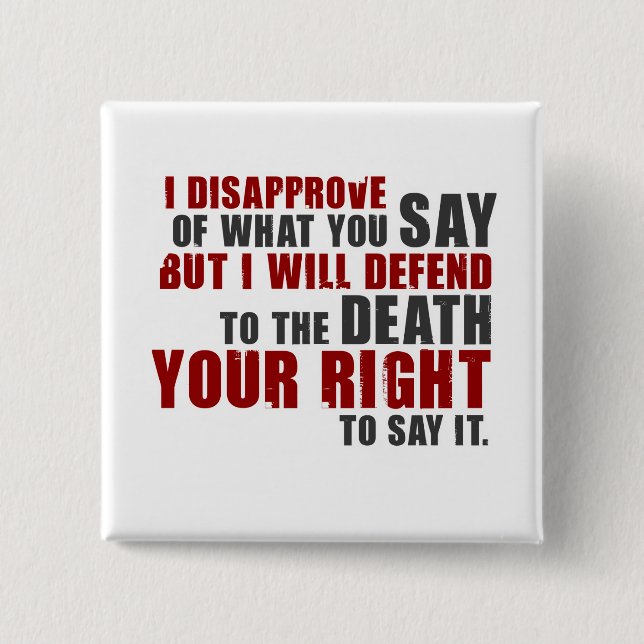 Voltaire Quote (Colour) 15 Cm Square Badge (Front)