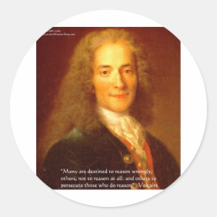 Voltaire Reason Quote Gifts Tees & Cards Classic Round Sticker