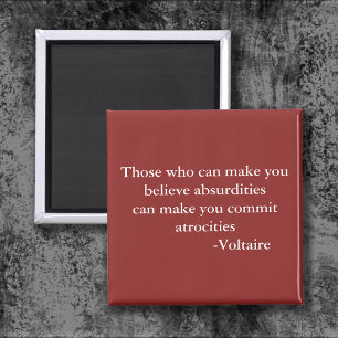 Voltaire Warning Quote Magnet