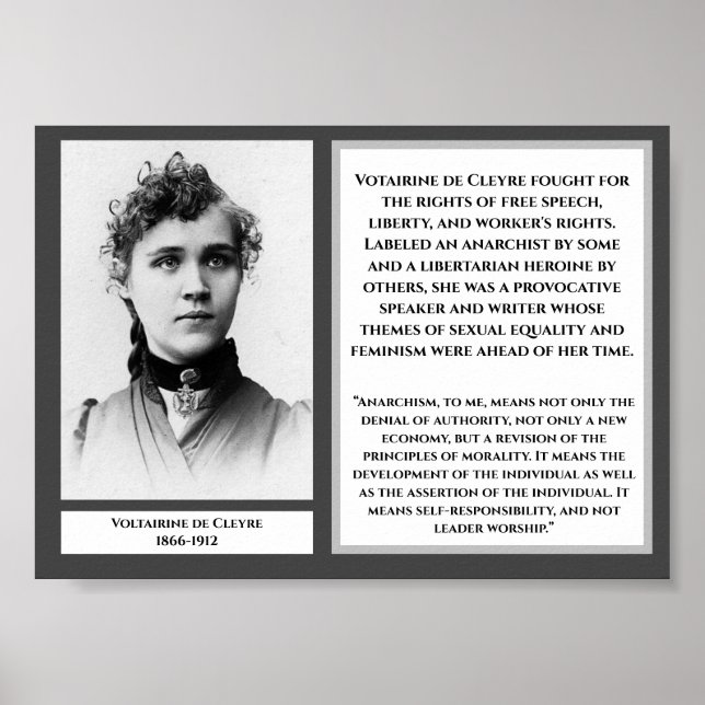Voltairine de Cleyre Feminist Libertarian Arnarchy Poster (Front)