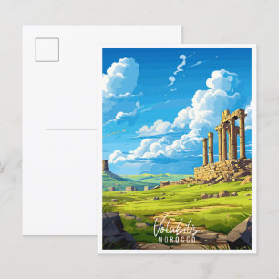 Volubilis Morocco vintage travel illustration Postcard
