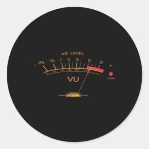 Volume Vu Meter Audio Engineer Recording Studio Classic Round Sticker