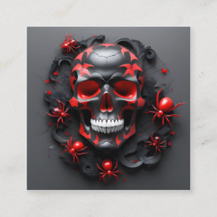 Volumetric style nature artwork skull and spiders  square business card