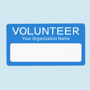 Volunteer Adhesive Name Badges Personalised Blue