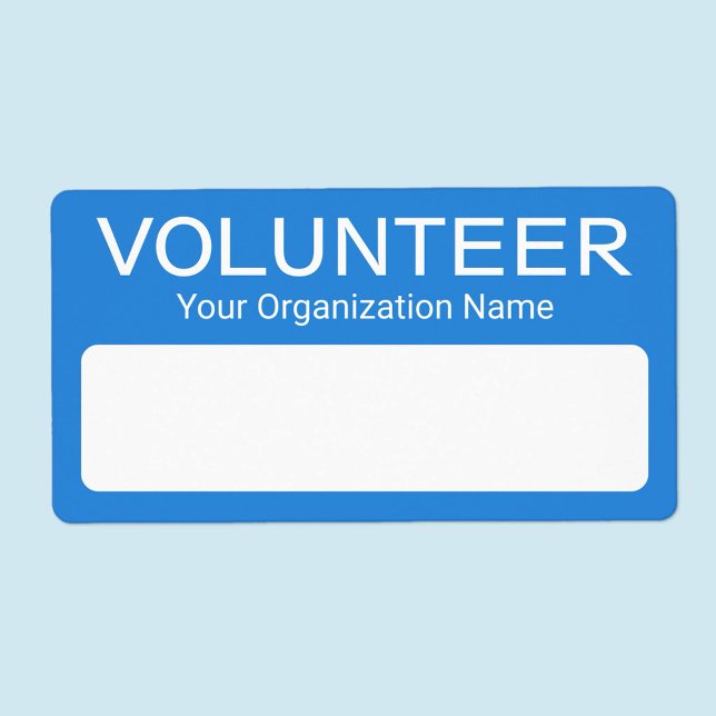 Volunteer Adhesive Name Badges Personalised Blue (MISOOK Blue Volunteer Name Tag Stickers)