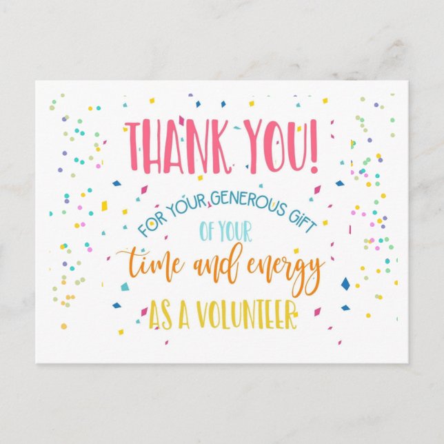volunteer appreciation announcement postcard (Front)