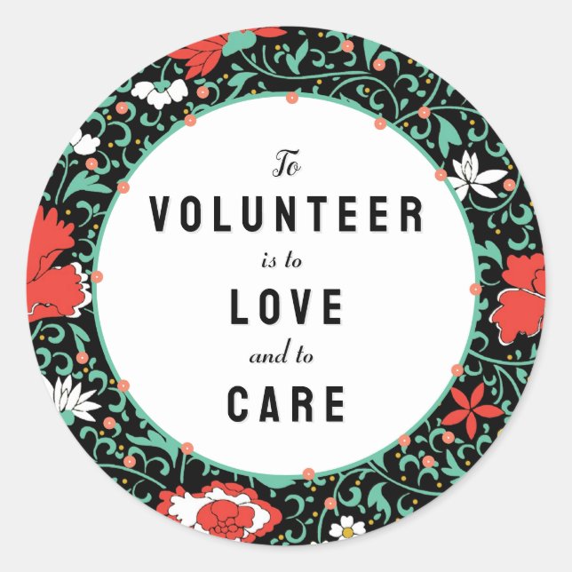 Volunteer Appreciation Classic Round Sticker (Front)