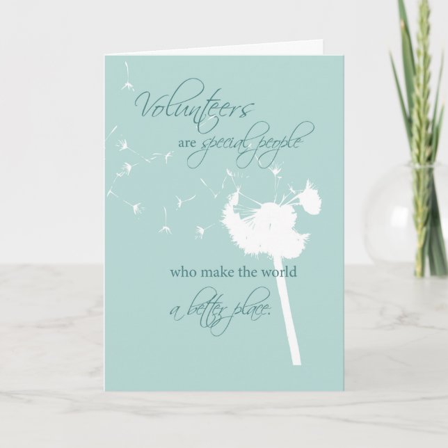 Volunteer Appreciation Dandelion Thank You Card (Front)