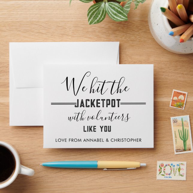 Volunteer Appreciation Lotto Envelope | We Hit the (Desk)