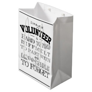 Volunteer Appreciation Thank you Gift script white Medium Gift Bag