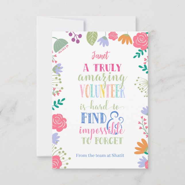 volunteer appreciation week card (Front)