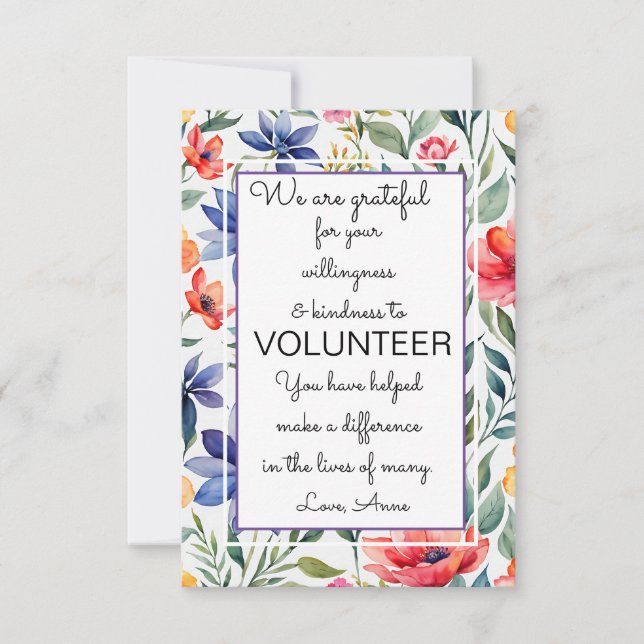 volunteer appreciation week floral card (Front)