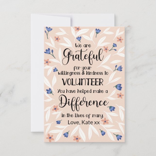 volunteer appreciation week pattern card (Front)