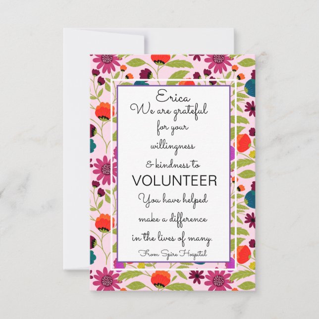 volunteer appreciation week pattern card (Front)