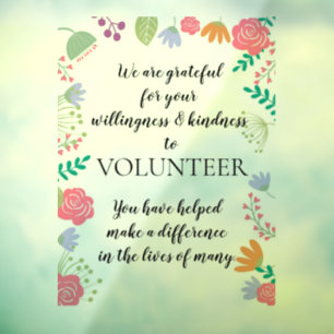 volunteer appreciation week sign thanks