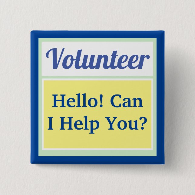 Volunteer Ask Me 15 Cm Square Badge (Front)