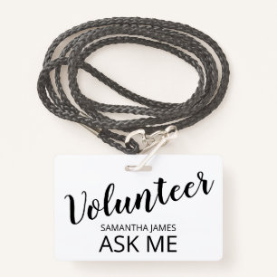 Volunteer Ask Me Name ID Badge