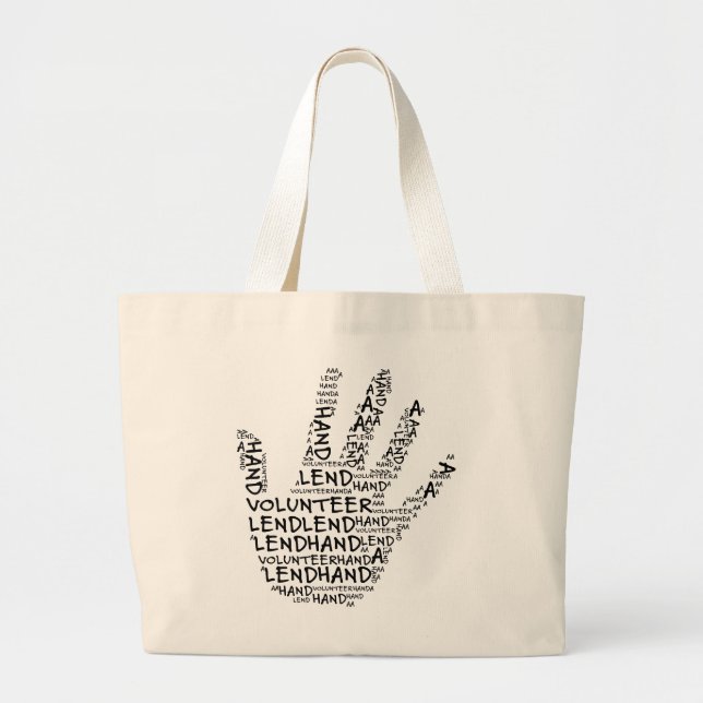 Volunteer Awareness: Lend a Helping Hand Large Tote Bag (Front)