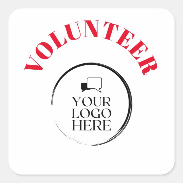 Volunteer Badge with Custom Logo Square Sticker (Front)