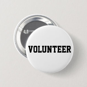 Volunteer Black and White 6 Cm Round Badge