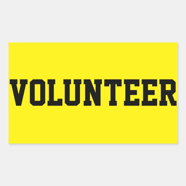Volunteer Black and Yellow ID Event Badge Rectangular Sticker (Front)