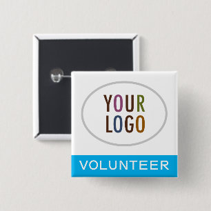 Volunteer Button Badge Pin Custom Logo 2x2 Square