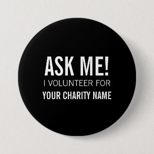 VOLUNTEER BUTTONS PINS   BLACK