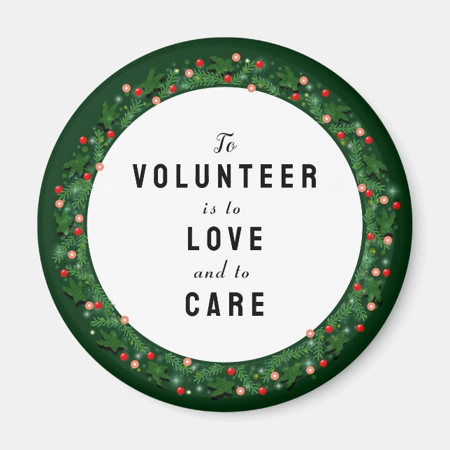 Volunteer Christmas Holiday Gifts Magnet (Front)