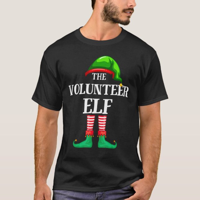 Volunteer Elf Matching Family Group Christmas Part T-Shirt (Front)