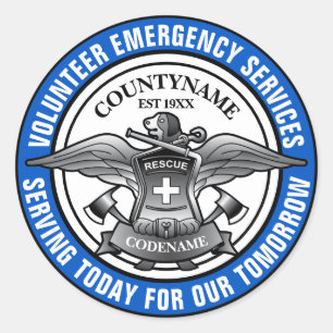 Volunteer Emergency Services Blue Classic Round Sticker