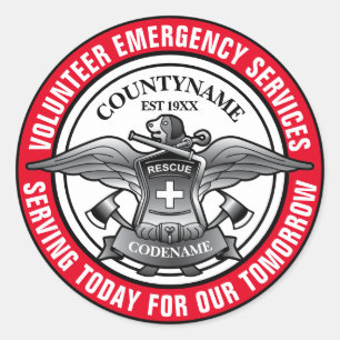 Volunteer Emergency Services Red Classic Round Sticker