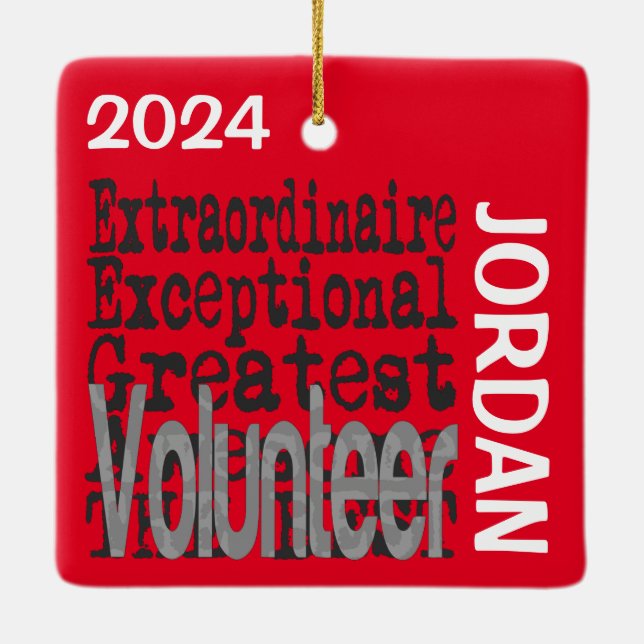Volunteer Extraordinaire CUSTOM Ceramic Ornament (Back)