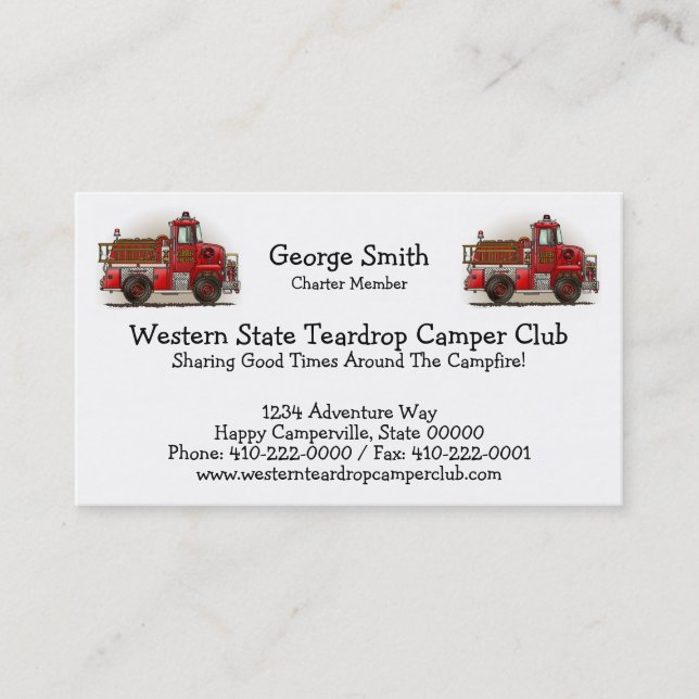 Volunteer Fire Truck Business Card (Front)