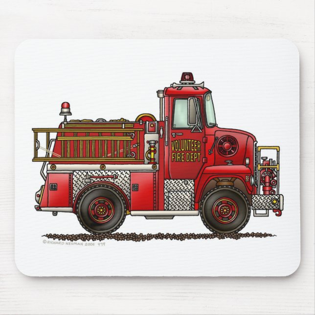 Volunteer Fire Truck Firefighter Mouse Mat (Front)
