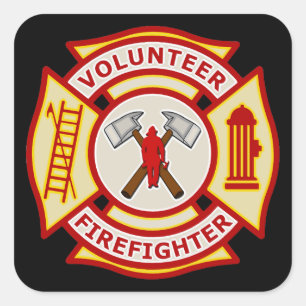 Volunteer Firefighter Maltese Cross Square Sticker