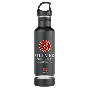 Volunteer Firefighter   Maltese Cross Symbol Black 710 Ml Water Bottle
