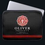 Volunteer Firefighter | Maltese Cross Symbol Black Laptop Sleeve<br><div class="desc">A custom Firefighter themed black laptop case tailored to the volunteer firefighter.  The Maltese Cross is representative of American Firefighters and fire rescue.</div>