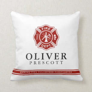 Volunteer Firefighter Maltese Cross Symbol Cushion