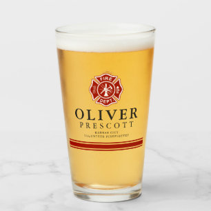 Volunteer Firefighter   Maltese Cross Symbol Glass