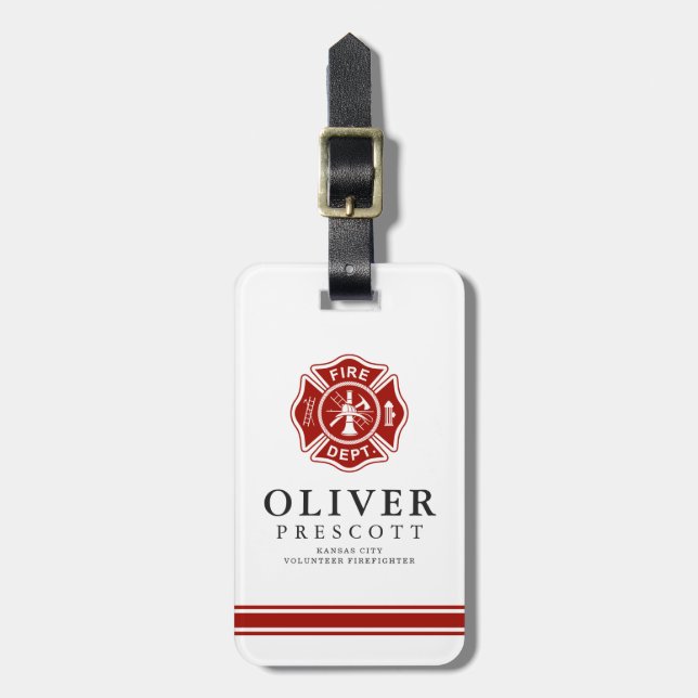 Volunteer Firefighter | Maltese Cross Symbol Luggage Tag (Front Vertical)