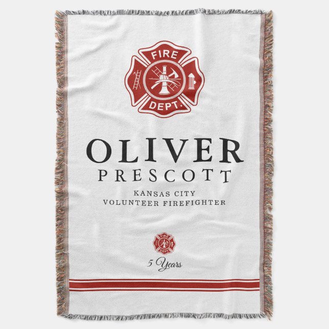 Volunteer Firefighter | Maltese Cross Symbol Throw Blanket (Front Vertical)